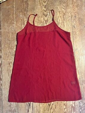 Who What Wear Crimson Slip Dress with Sheer Yoke